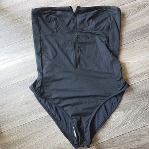 J. Crew NWT black strapless one piece swimsuit